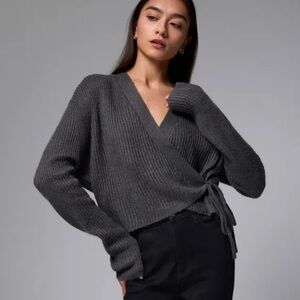 Marc New York Charcoal V-Neck Wrap Sweater
